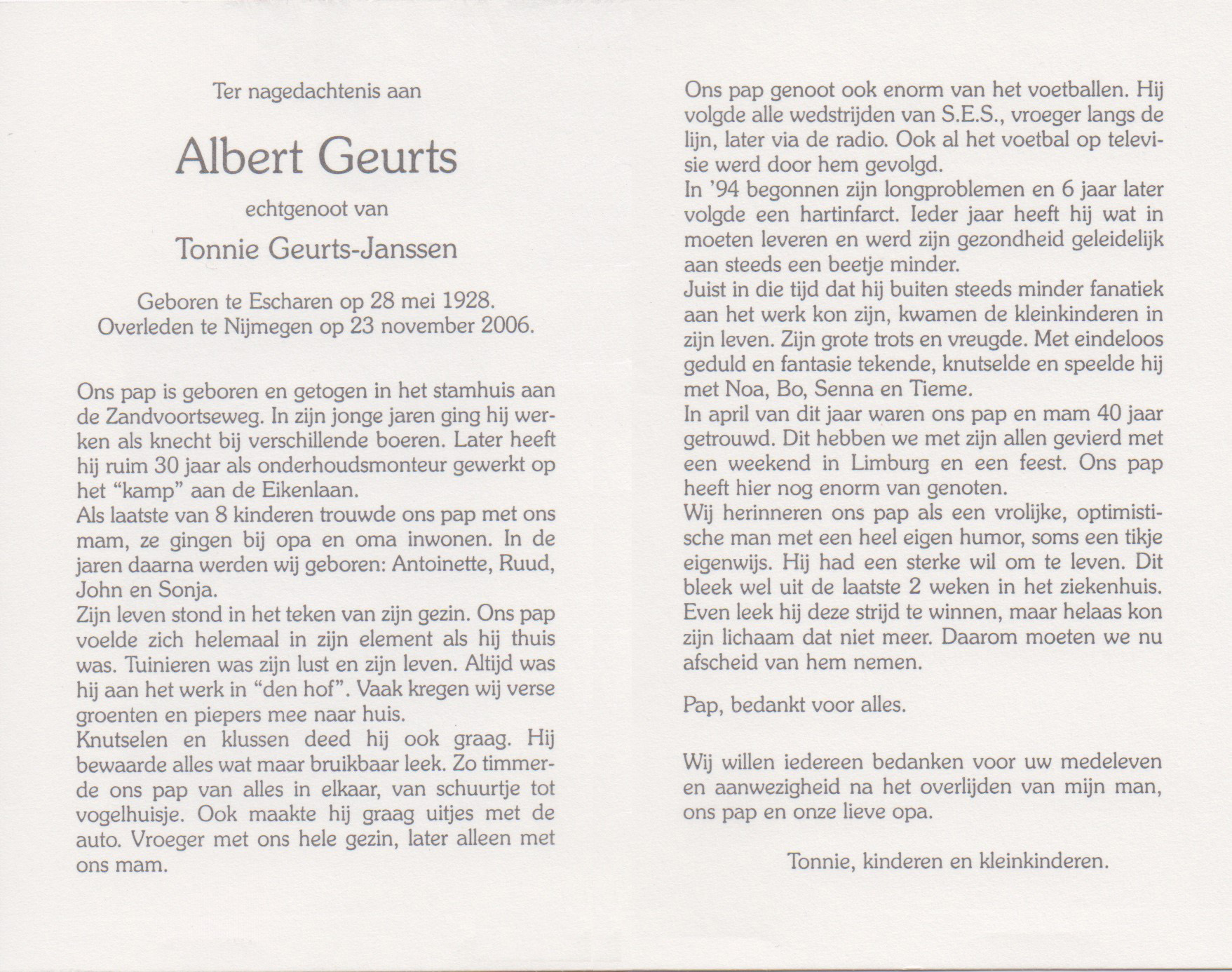 Bidprentje AlbertGeurts