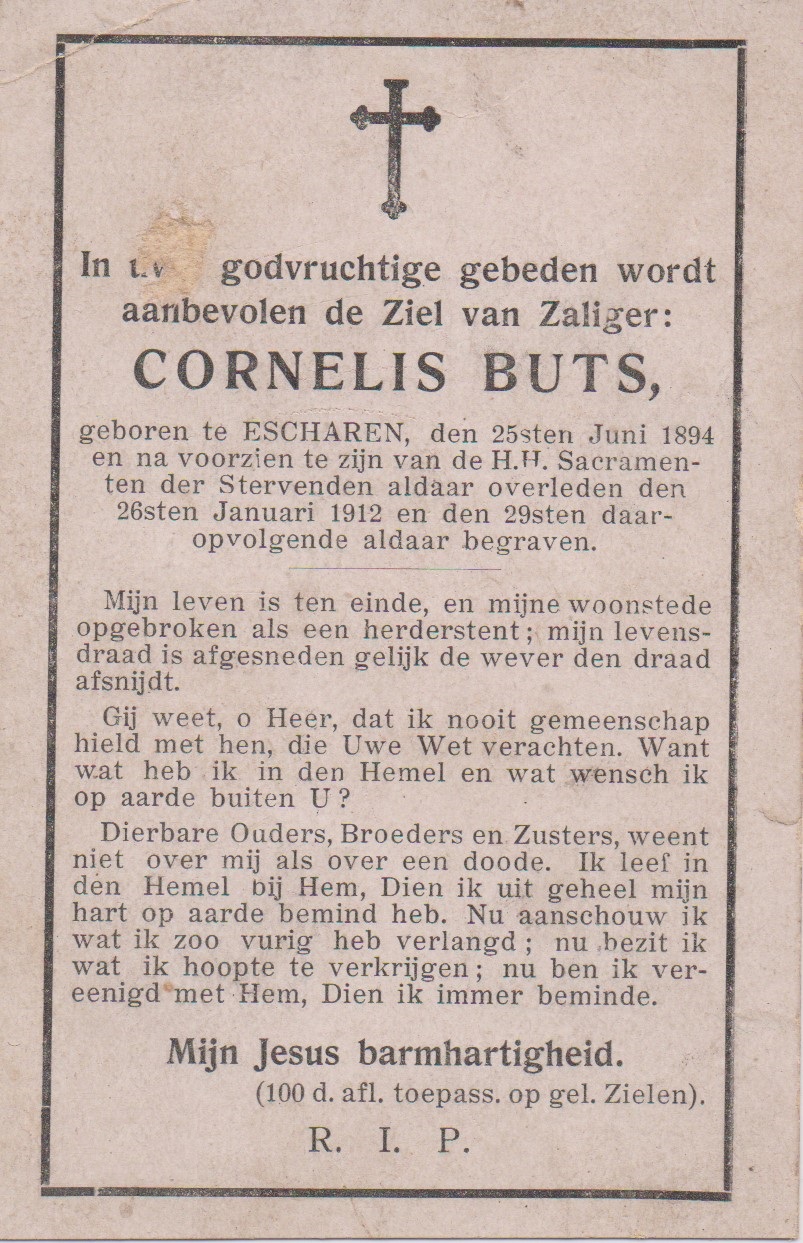 Bidprentje CornelisButs