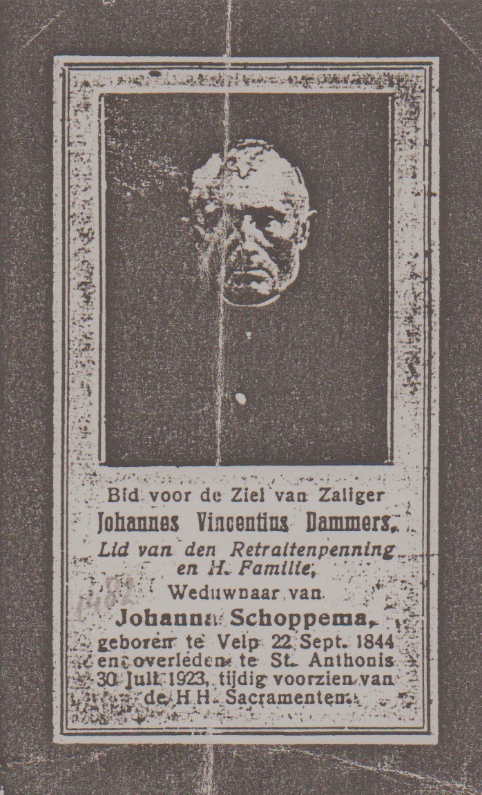 Bidprentje Johannes VincentiusDammers